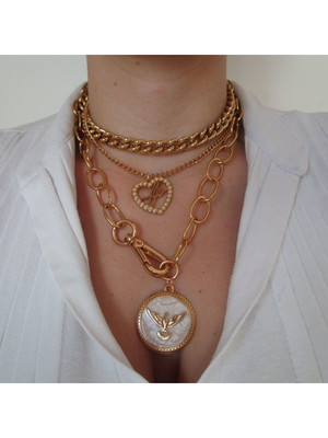 Conjunto choker corrente/ gargantilha fé e espírito santo