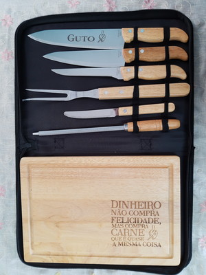 Kit churrasco personalizado - kit talheres 8 peças - k12089