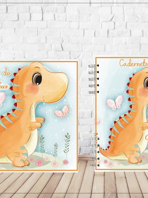 Kit livro do bebê + caderneta de vacina - dinossauro