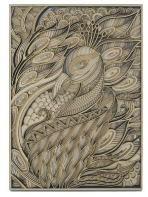 Quadro fenix em camadas decoração em alto relevo 59 cm