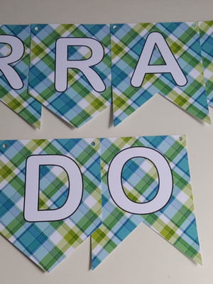 Bandeirinhas festas juninas - xadrez verde, azul e branco
