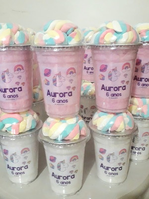 Algodão doce no pote unicórnio tampa bolha 500ml