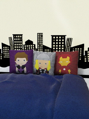 Kit 3 capas almofadas heróis baby 30x30cm