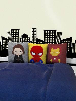 Kit 3 capas almofadas heróis cute 30x30cm