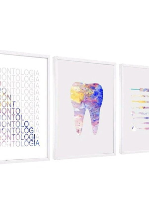 Kit 3 quadro decorativo clínica odontológica