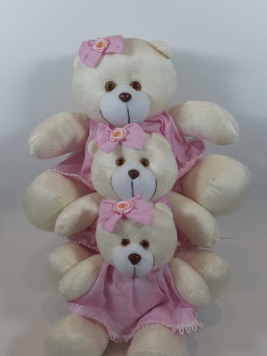 Trio de ursas laço rosa