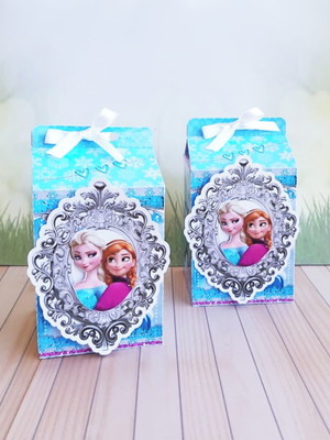 Caixa de leite personalizada tema frozen com apliques