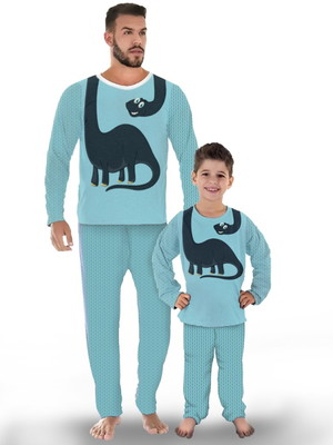 Kit de pijama familia dinossauro 3 peças