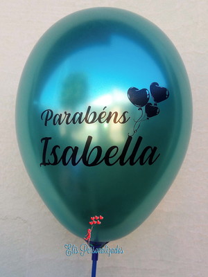 Bexiga látex metalizada personalizada parabéns