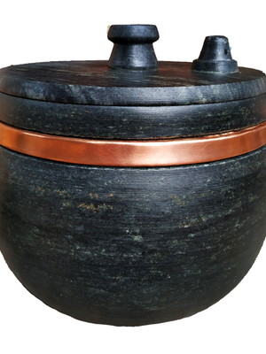 Panela de pressão de pedra sabão 5 litros -alça de cobre