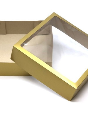 20 caixas com visor para presente dourada 20x20x6