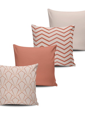 Kit 4 capas almofadas decorativas listrada rose 45x45cm