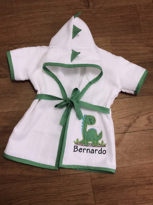 Roupão p/ bebê personalizado veste até 1 ano tema dino