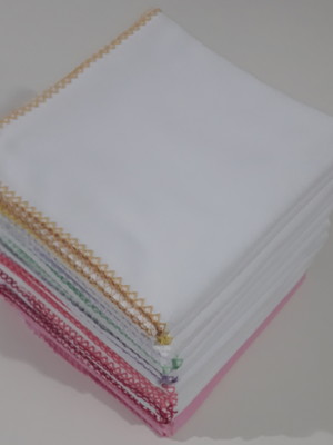 10 cueiros flanelados liso 80x80 c/ crochê rosa