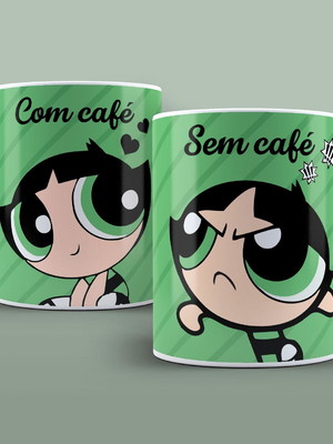 Caneca meninas super poderosas com café e sem café