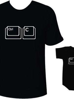 Camisetas tal pai tal filho ctrl c ctrl v teclas