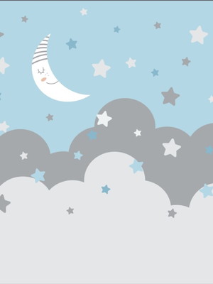 Papel de parede infantil lua com estrela ( graziella purita)