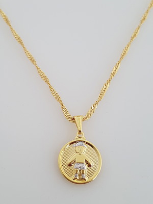 Corrente pingente menino dourado folheado ouro 18k. c1p37