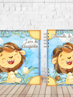 Kit livro do bebê + caderneta de vacina - leãozinho