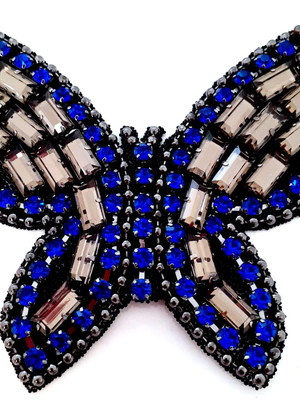Aplique de strass termocolante borboleta kit com 5 unidades