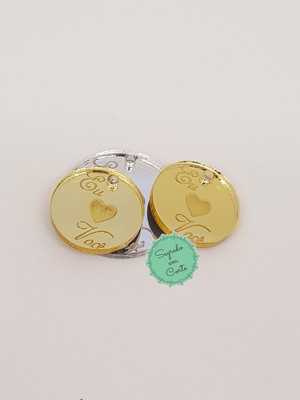 Medalha tag acrílico espelhado - escrita personalizada 1,5cm