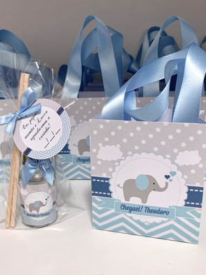 Kit sacolinha personalizada + aromatizador elefantinho
