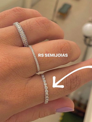 Aro 20| 1/2 aliança com 14 zc trillion joia prata 925