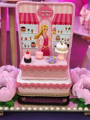 Lata cenário luxo confeitaria da barbie
