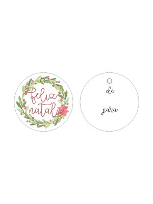 Tag natal guirlanda - 3,8cm de diametro - 30 unidades
