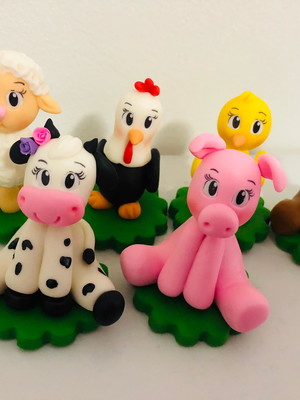 Kit apliques fazendinha em biscuit