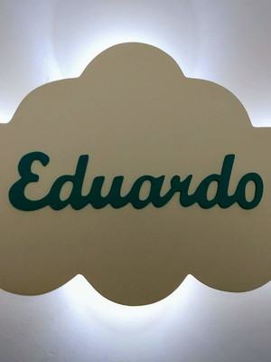 Luminaria nuvem com nome personalizado para quarto de bebe