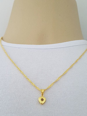 Corrente pingente coração brilhante folheado ouro 18k c1p251