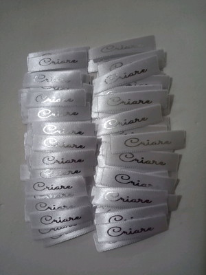 400 etiquetas de cetim personalizadas luxo! 1x4 cm.
