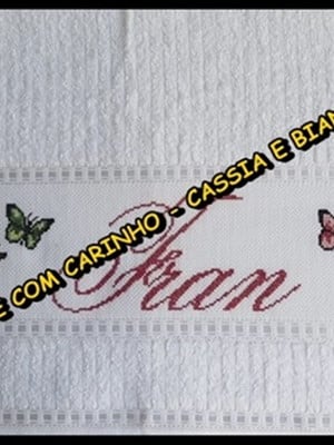 Toalha banho em ponto cruz borboletas