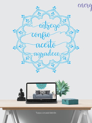 Adesivo mandala - entrego, confio, aceito e agradeço - 58cm