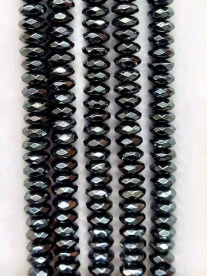 Conta de hematita em discos facetado 06 mm / fio