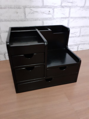 Organizador de mesa com 4 gavetas cor preto