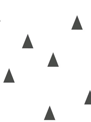 Papel de parede infantil imp. branco com triângulos preto