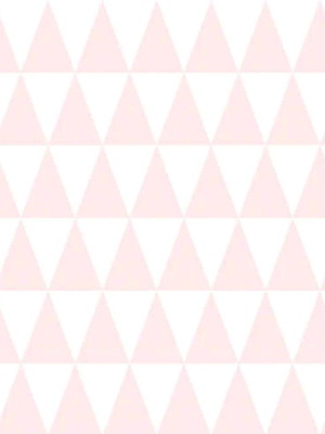 Papel de parede infantil imp. branco com triãngulos rosas