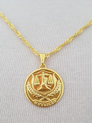 Corrente pingente nutrição folheado ouro 18k. c1p319