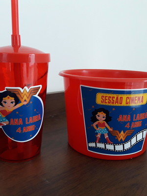 Kit cinema de balde e copos personalizados