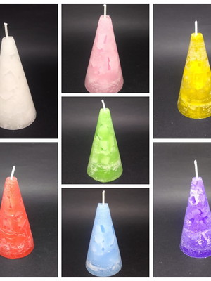 Kit de 7 velas cone com aroma e sal grosso - raios sagrados