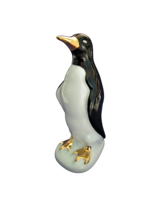 Pinguim de geladeira porcelana bico de ouro
