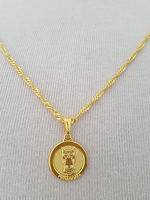 Corrente pingente pedagogia folheado ouro 18k. c1p338