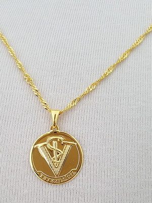 Corrente pingente veterinária folheado ouro 18k. c1p344