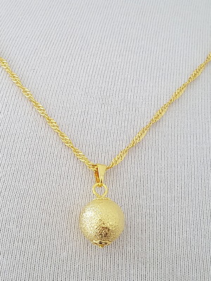 Corrente pingente pérola dourada folheado ouro 18k. c1p356