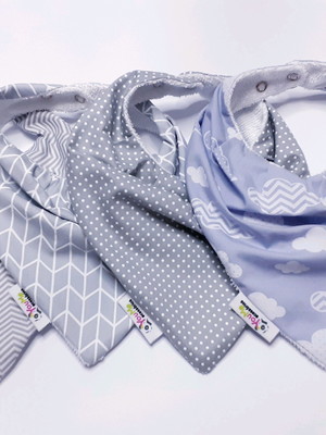 Kit com 4 babadores bandanas atoalhado - basics cinza