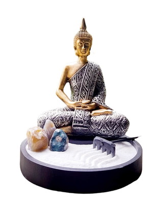Kit zen - jardim com buda hindu e pedra 7 chakras