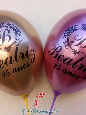 Bexigas látex metalizadas personalizadas 15 anos