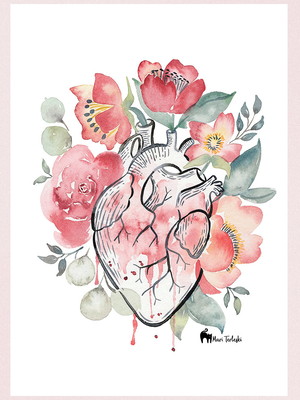 Print a5 - floral heart